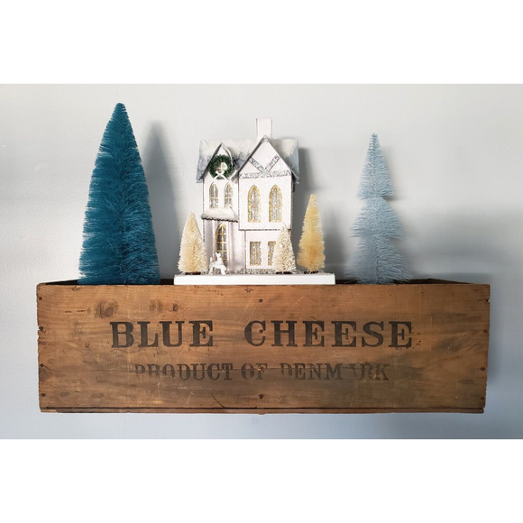 Holiday Village House Cody Foster Large 11" Putz Blue Mill Dog Sisal Trees - Picture 7 of 12